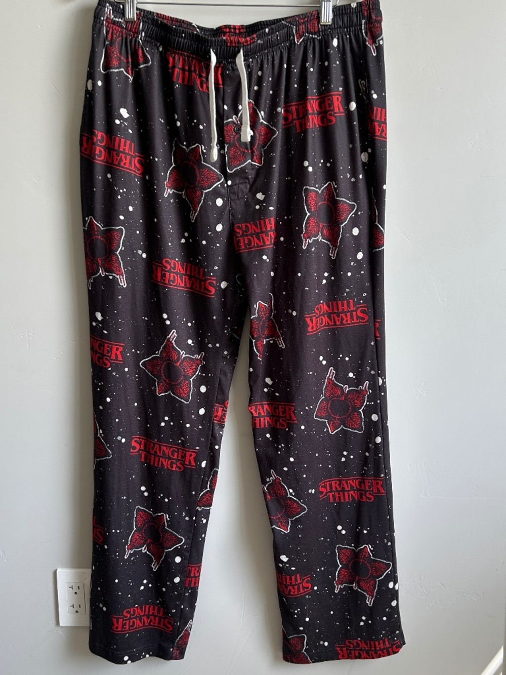 Stranger Things Pajama Pants Mens XL Demogorgan Lounge Netflix Black Drawstring